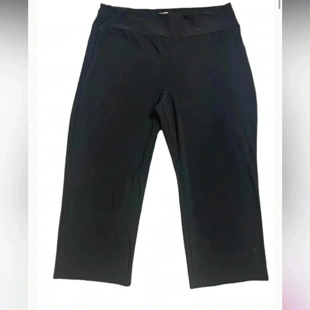 WHBM BLACK CROPPED PANTS WIDE  LEG STRETCH‎  CASUAL PLUS SIZE